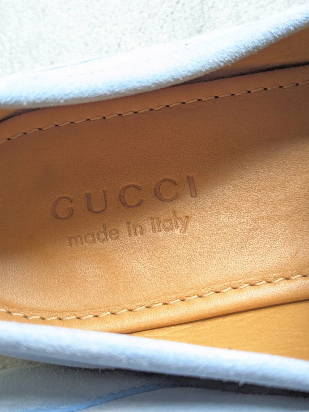 Gucci Light Blue Suede Horsebit Loafers Men US 8.5 Leather Slip Ons